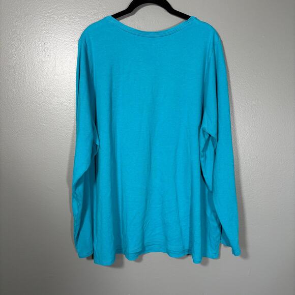 Lane Bryant Bright Blue Pima Cotton Minimalist Tee- 26/28 - Women's Plus Size - Picture 2 of 5